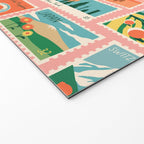 Vintage world travel postage stamp sticker pattern Welcome Mat Gallery Image 2