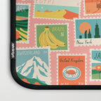 Vintage world travel postage stamp sticker pattern Laptop Sleeve Gallery Image 3
