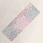 Festive, Floral Prints, Pink, Gray, White Yoga Mat Gallery Image 1