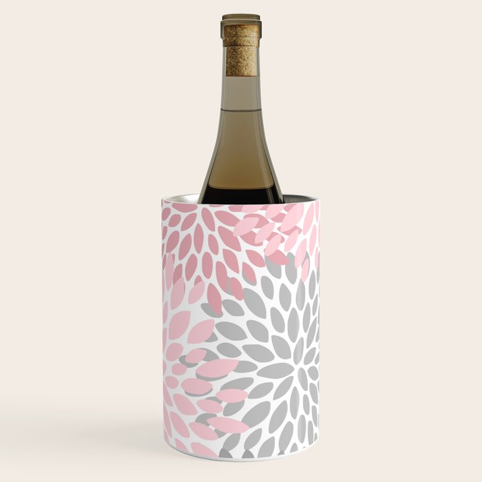 Festive, Floral Prints, Pink, Gray, White Wine Chiller Gallery Image 3