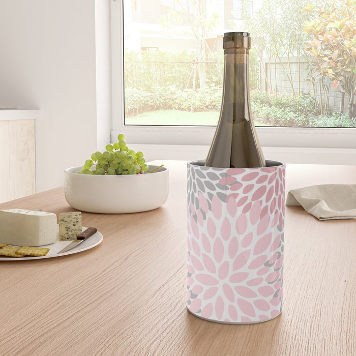 Festive, Floral Prints, Pink, Gray, White Wine Chiller Gallery Image 4