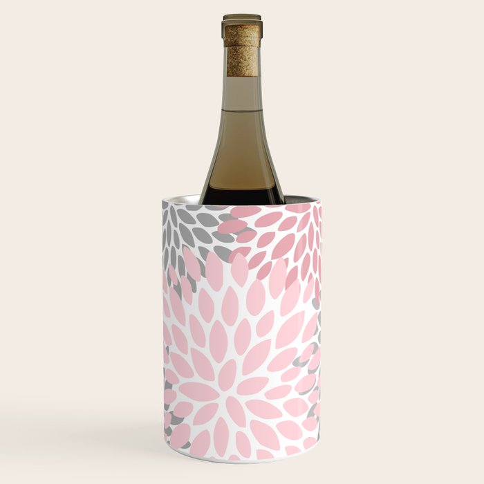 Festive, Floral Prints, Pink, Gray, White Wine Chiller Gallery Image 1