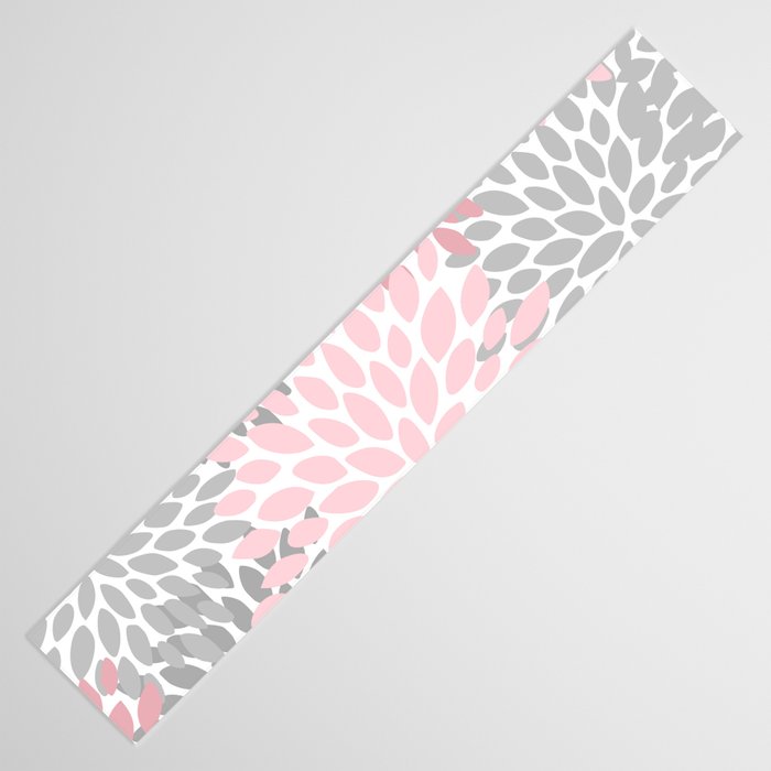 Festive, Floral Prints, Pink, Gray, White Table Runner Gallery Image 3