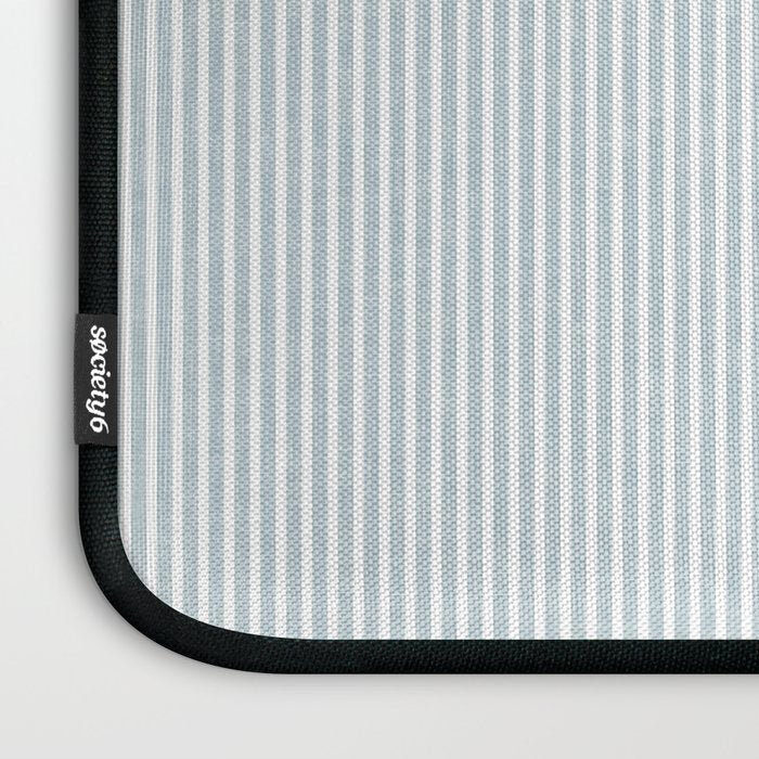 linen textured stripes - dusty blue Laptop Sleeve Gallery Image 3