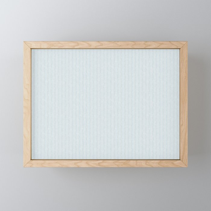 linen textured stripes - dusty blue Mini Art Print Gallery Image 1