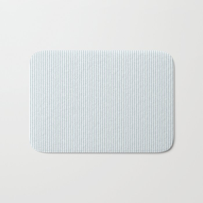 linen textured stripes - dusty blue Bath Mat Gallery Image 1