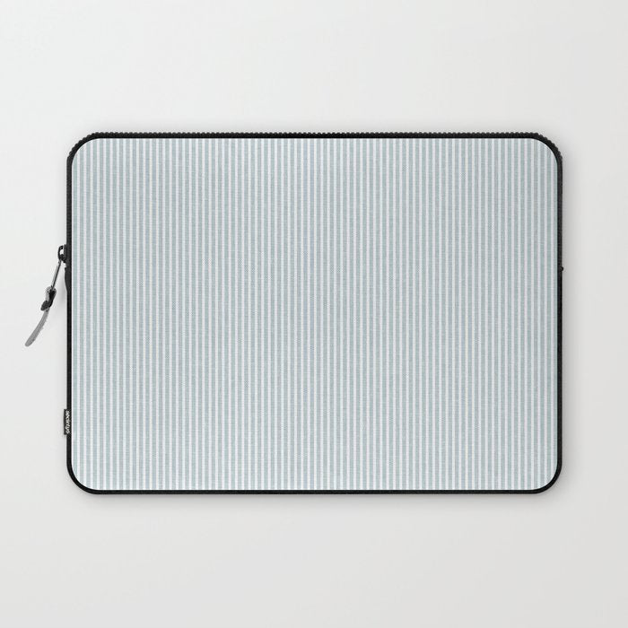 linen textured stripes - dusty blue Laptop Sleeve Gallery Image 1