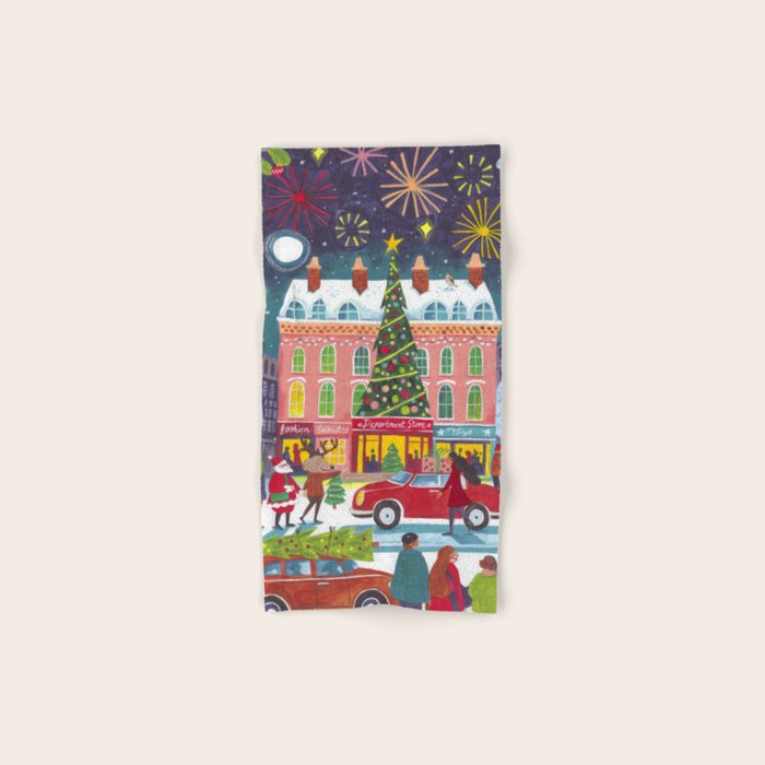 City with fireworks Bath Towel Gallery Image 1