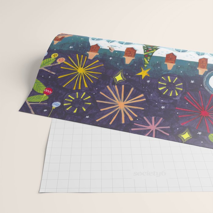 City with fireworks Wrapping Paper Gallery Image 2