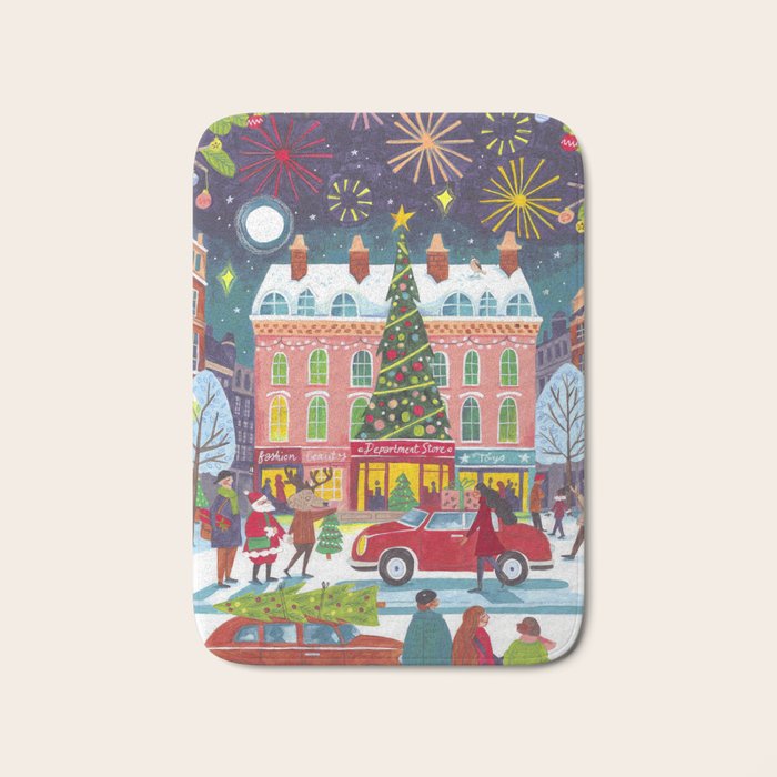 City with fireworks Bath Mat Gallery Image 1