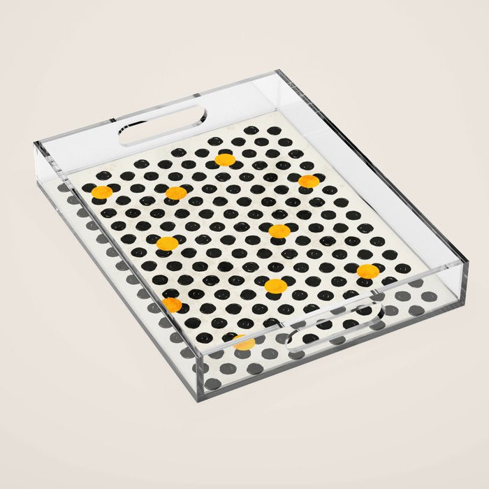 Brushed Strokes | Abstract Mid-Century Dots Pattern Acrylic Tray Gallery Image 1