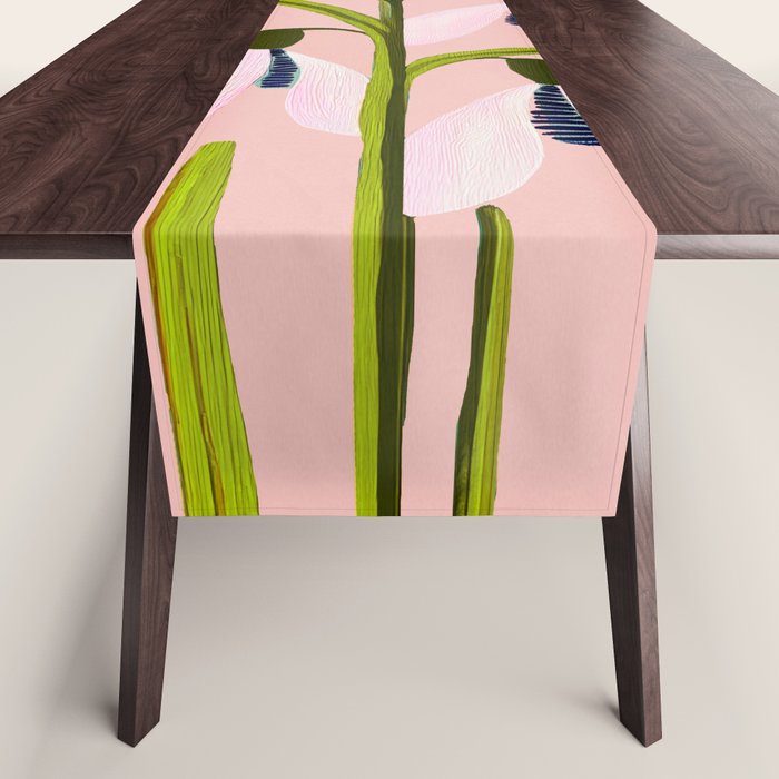 Snowdrop Trio on Blush Pink Table Runner Gallery Image 1