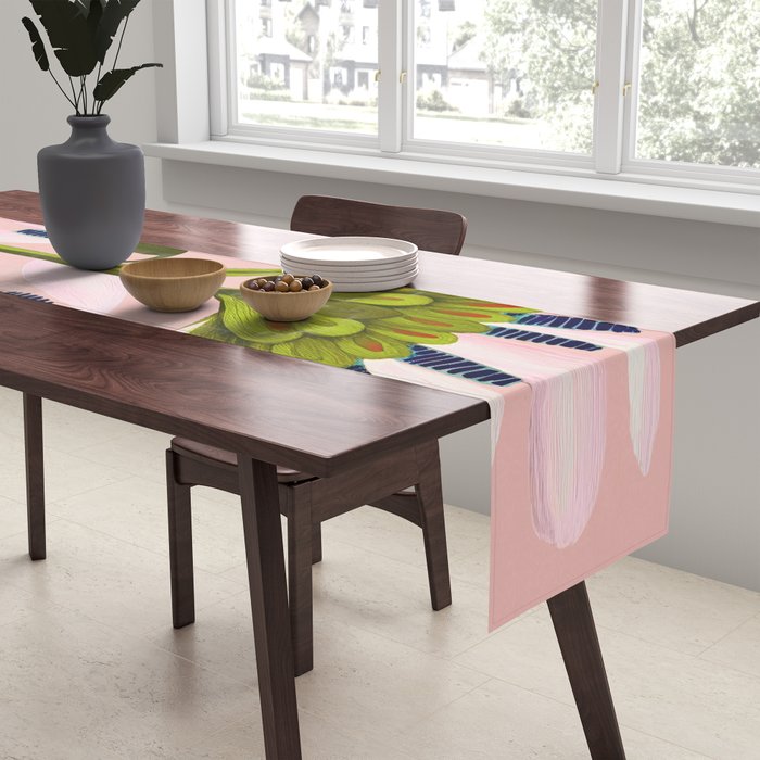 Snowdrop Trio on Blush Pink Table Runner Gallery Image 2