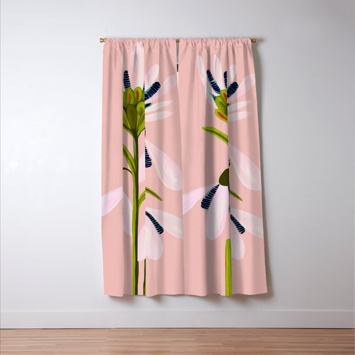 Snowdrop Trio on Blush Pink Window Curtain Gallery Image 3
