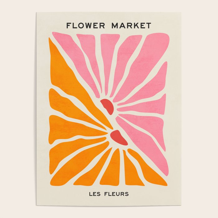 Chantilly & Neon Carrot: Les Fleurs | Flower Market Color Series 09 Poster Gallery Image 1