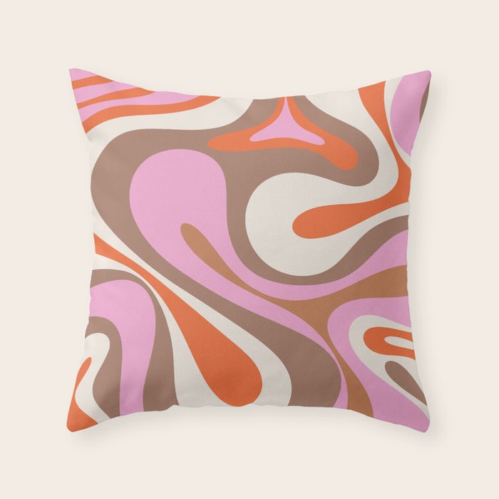 Retro Mod Candy Swirl Abstract Inspired by PANTONE 17 1230 Color of the Year Mocha Mousse Throw Pillow Gallery Image 6