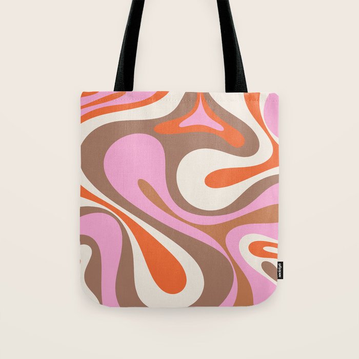 Retro Mod Candy Swirl Abstract Inspired by PANTONE 17 1230 Color of the Year Mocha Mousse Tote Bag Gallery Image 1