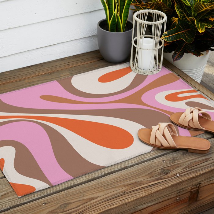Retro Mod Candy Swirl Abstract Inspired by PANTONE 17 1230 Color of the Year Mocha Mousse Outdoor Rug Gallery Image 2