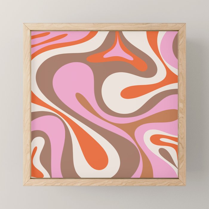 Retro Mod Candy Swirl Abstract Inspired by PANTONE 17 1230 Color of the Year Mocha Mousse Mini Art Print Gallery Image 1