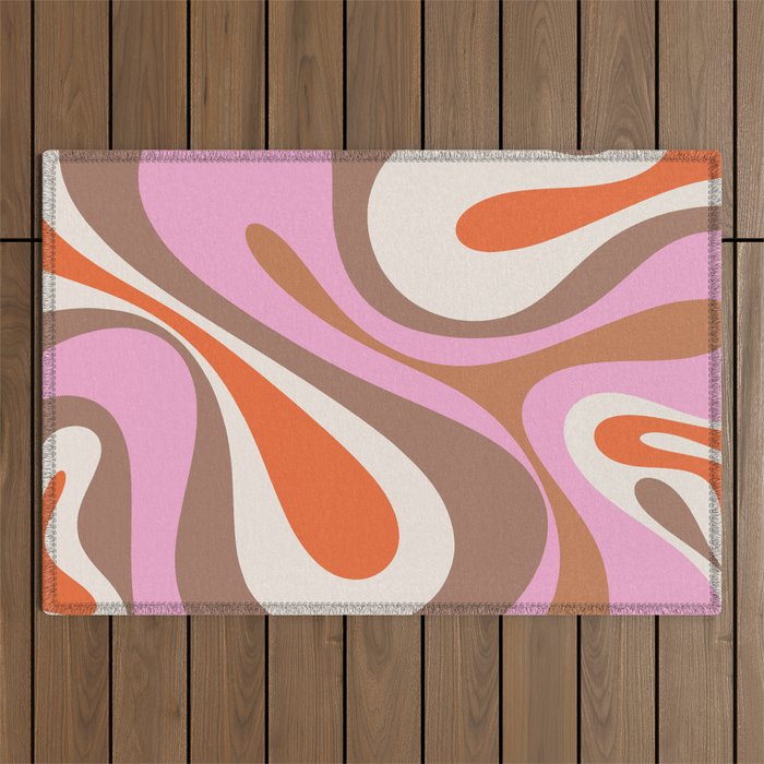 Retro Mod Candy Swirl Abstract Inspired by PANTONE 17 1230 Color of the Year Mocha Mousse Outdoor Rug Gallery Image 1
