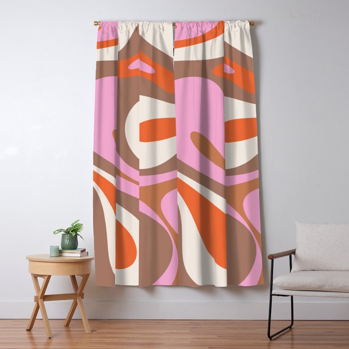 Retro Mod Candy Swirl Abstract Inspired by PANTONE 17 1230 Color of the Year Mocha Mousse Window Curtain Gallery Image 1