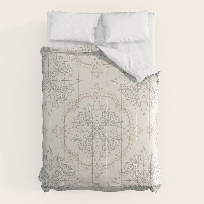Modern Floral Damask Pattern â Neutral Brown and Gray Earth Tones Comforter Gallery Image 6