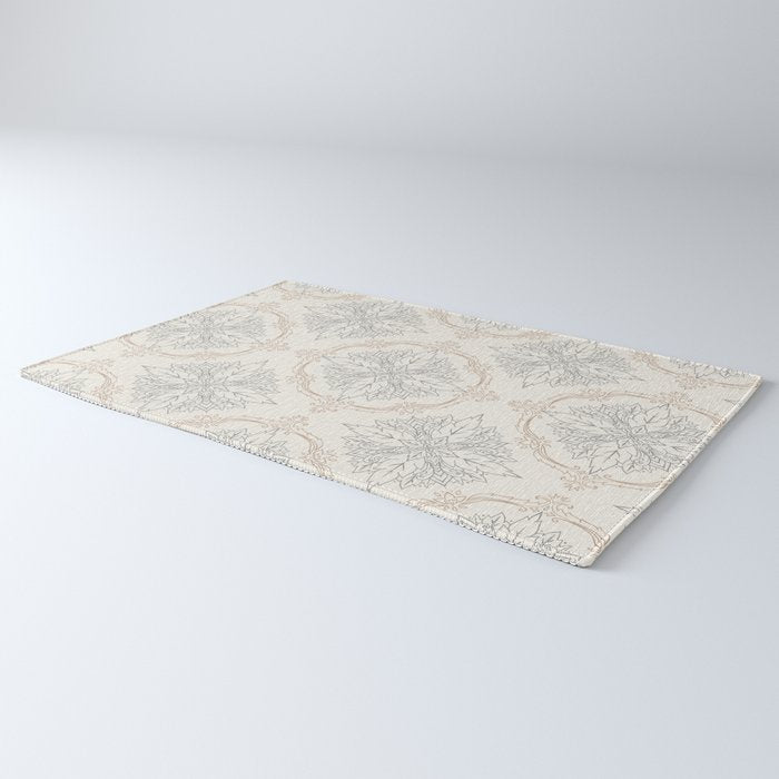Modern Floral Damask Pattern â Neutral Brown and Gray Earth Tones Rug Gallery Image 3