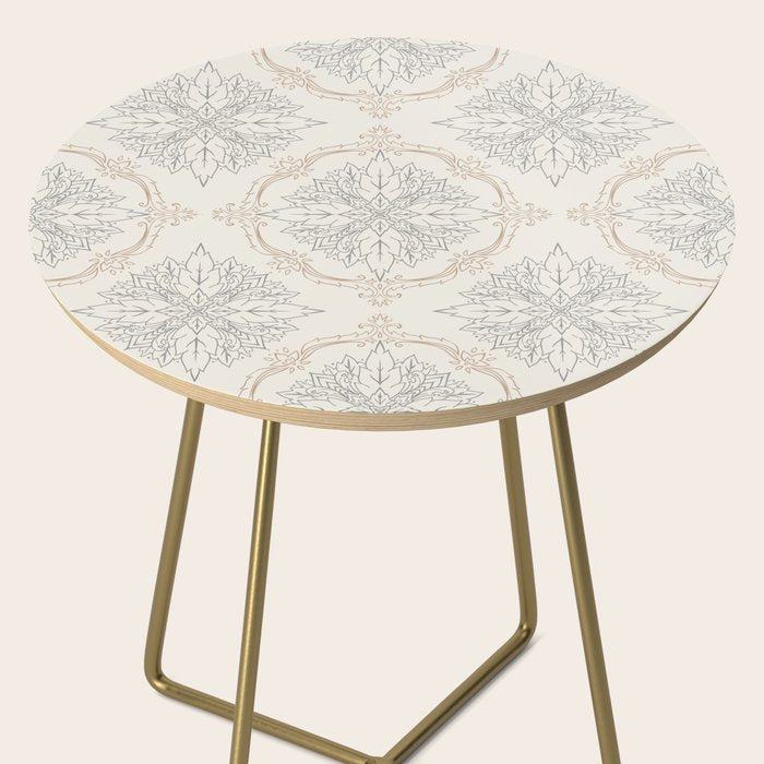 Modern Floral Damask Pattern â Neutral Brown and Gray Earth Tones Side Table Gallery Image 2