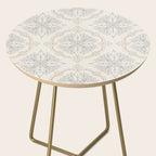 Modern Floral Damask Pattern â Neutral Brown and Gray Earth Tones Side Table Gallery Image 2