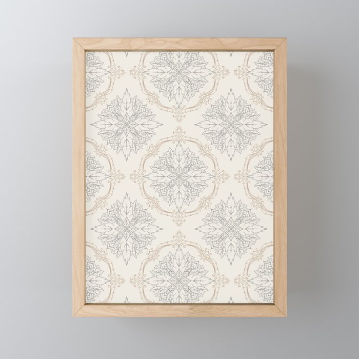 Modern Floral Damask Pattern â Neutral Brown and Gray Earth Tones Mini Art Print Gallery Image 1