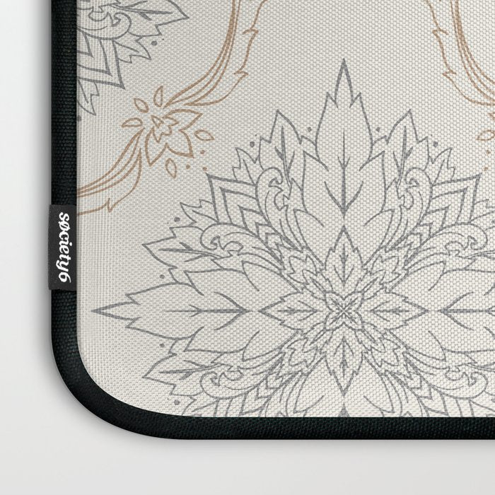 Modern Floral Damask Pattern â Neutral Brown and Gray Earth Tones Laptop Sleeve Gallery Image 3