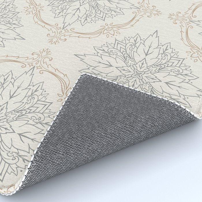 Modern Floral Damask Pattern â Neutral Brown and Gray Earth Tones Rug Gallery Image 4
