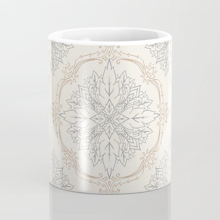 Modern Floral Damask Pattern â Neutral Brown and Gray Earth Tones Coffee Mug Gallery Image 4