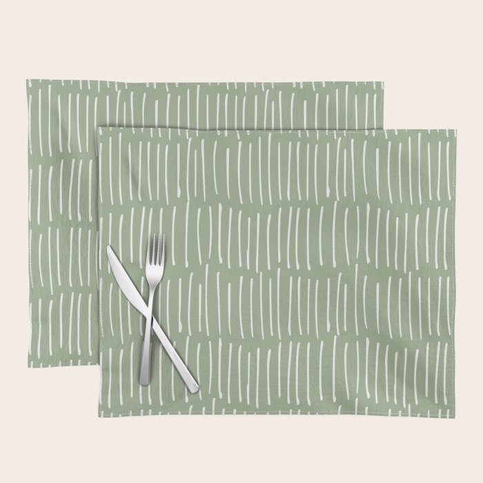 Boho Wall Art, Colour Prints, Sage Green, Line Art Placemat Gallery Image 1