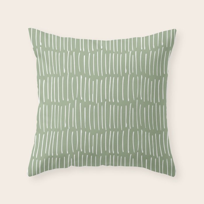 Boho Wall Art, Colour Prints, Sage Green, Line Art Throw Pillow Gallery Image 6