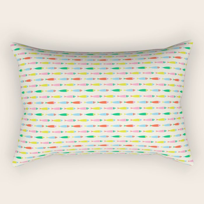 Funny colorful fish cartoon art pattern Rectangular Pillow Gallery Image 2
