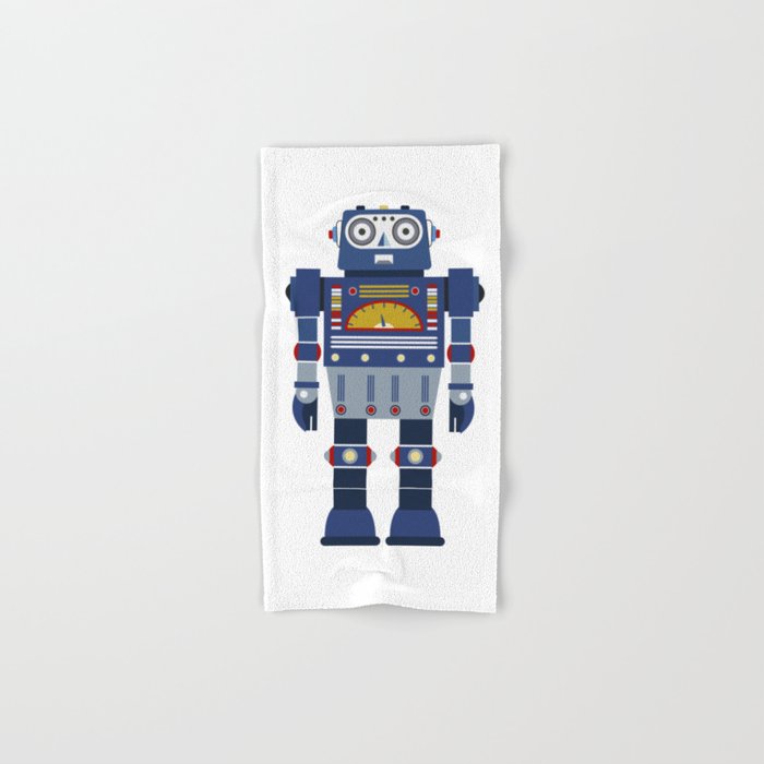 Blue Robot Retro Toy Bath Towel Gallery Image 1