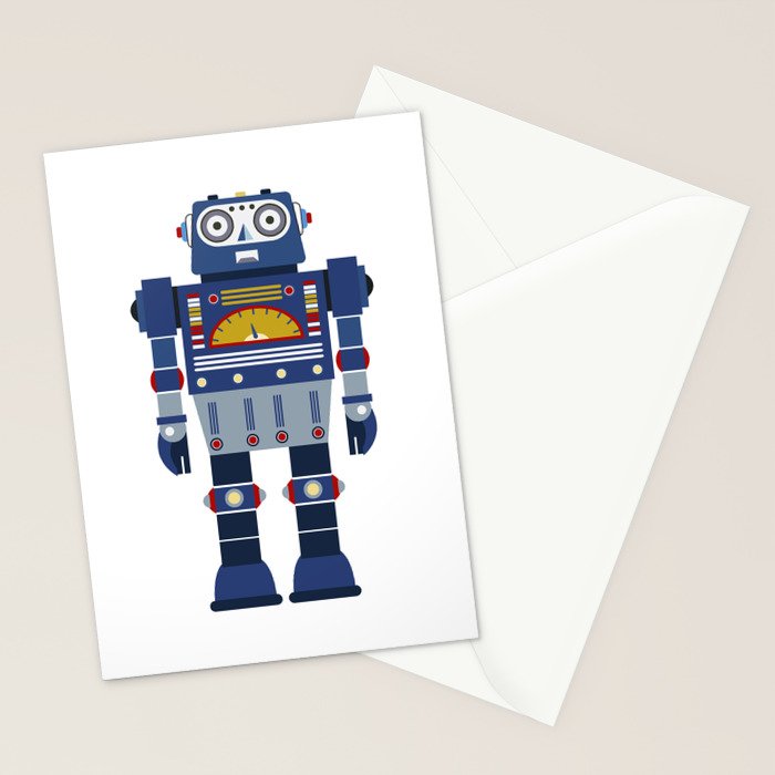 Blue Robot Retro Toy Stationery Card Gallery Image 2