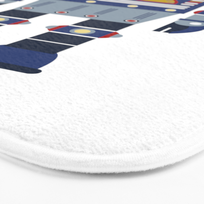 Blue Robot Retro Toy Bath Mat Gallery Image 3