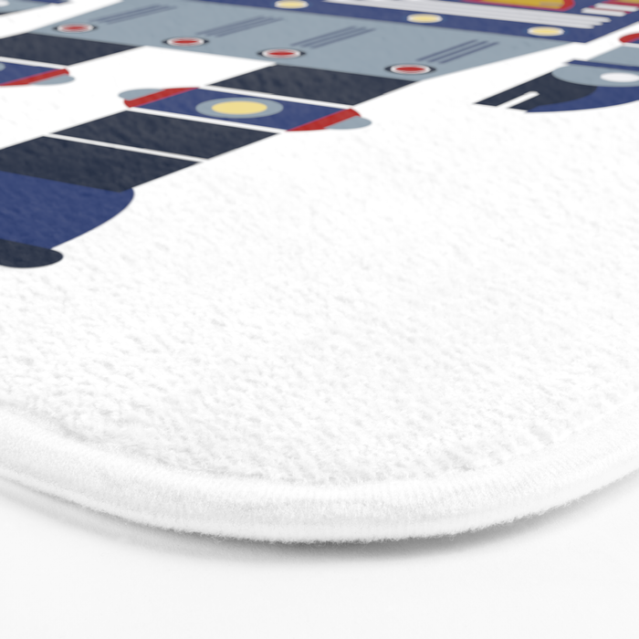 Blue Robot Retro Toy Bath Mat Gallery Image 3
