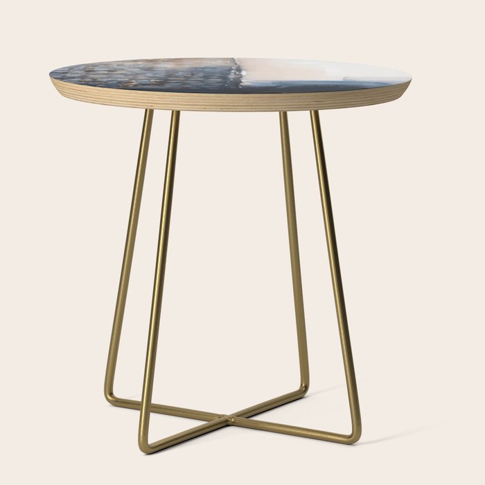 Navy, Brown  Beige Abstract Watercolor Side Table Gallery Image 1