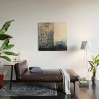 Navy, Brown  Beige Abstract Watercolor Wood Wall Art Gallery Image 2