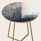 Navy, Brown  Beige Abstract Watercolor Side Table Gallery Image 2