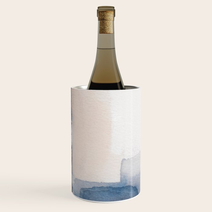 Navy, Brown  Beige Abstract Watercolor Wine Chiller Gallery Image 3