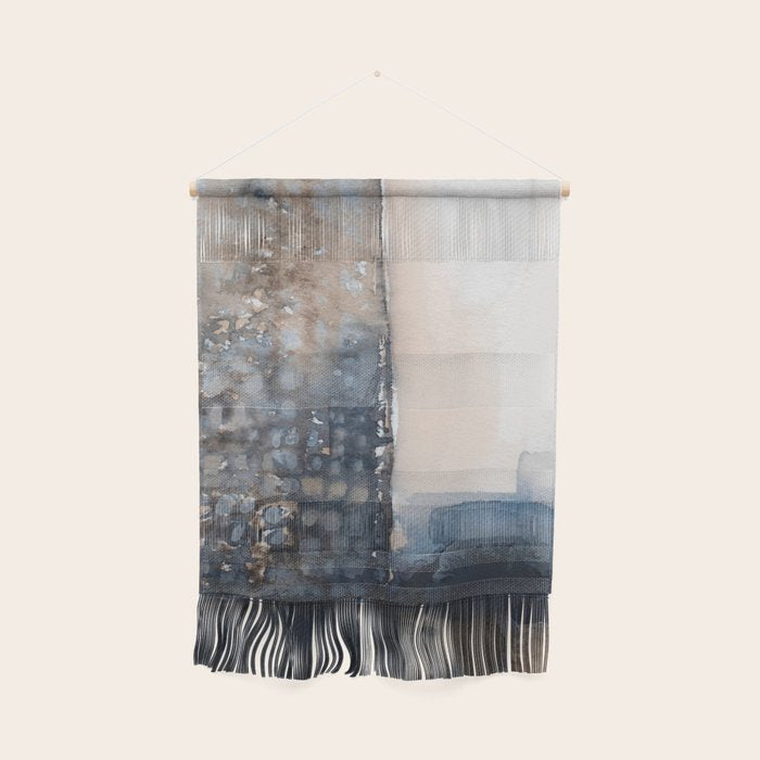 Navy, Brown  Beige Abstract Watercolor Wall Hanging Gallery Image 1
