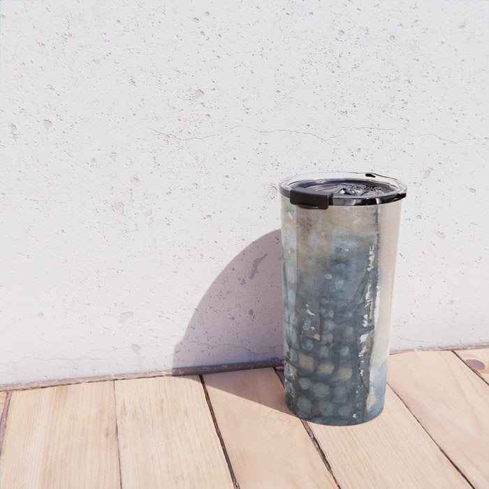 Navy, Brown  Beige Abstract Watercolor Travel Mug Gallery Image 4