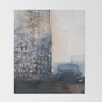 Navy, Brown  Beige Abstract Watercolor Throw Blanket Gallery Image 2