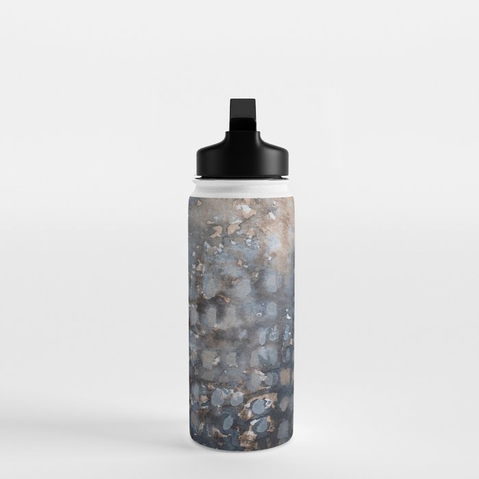 Navy, Brown  Beige Abstract Watercolor Water Bottle Gallery Image 3