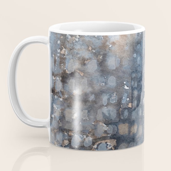 Navy, Brown  Beige Abstract Watercolor Coffee Mug Gallery Image 3