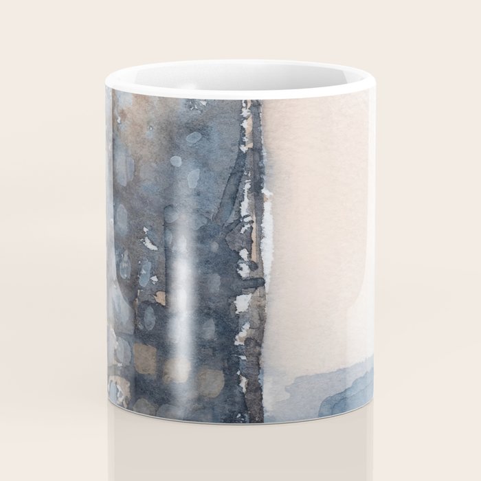 Navy, Brown  Beige Abstract Watercolor Coffee Mug Gallery Image 4